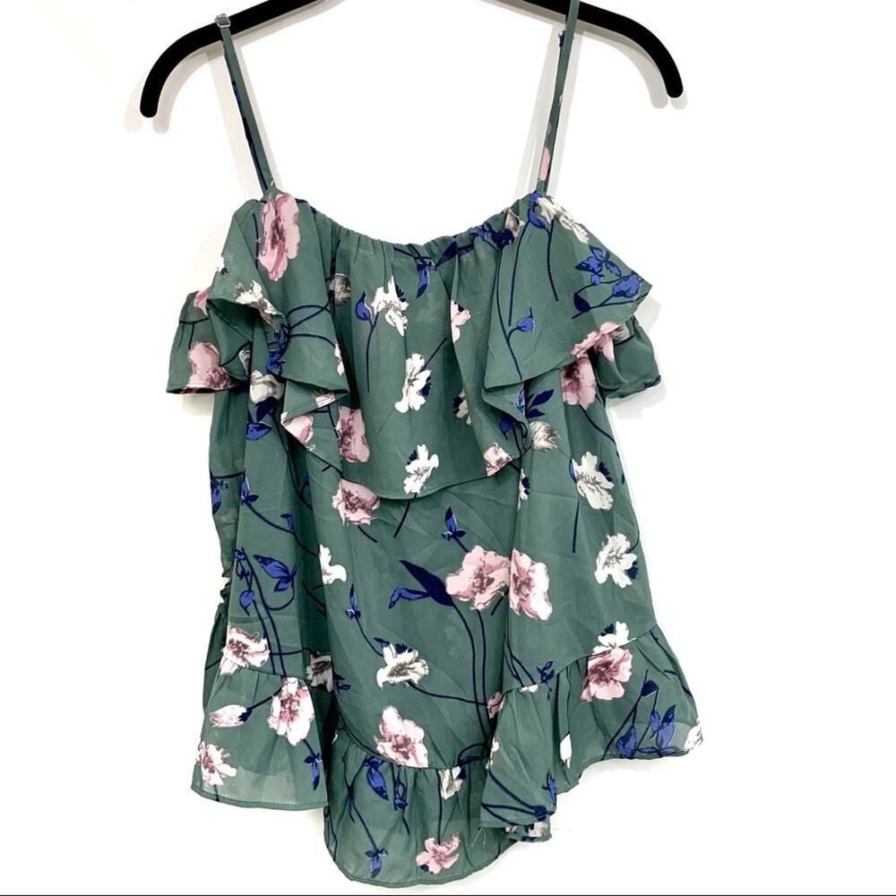 Entro Cute Summer Spaghetti Strap Floral Top Small